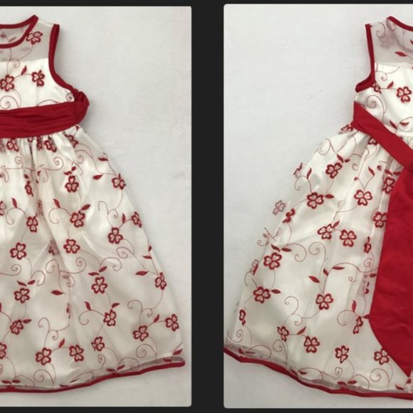 Bonnie Jean, Girls Red Flower Dress, Age 4 (4T) - Picture 9 of 9